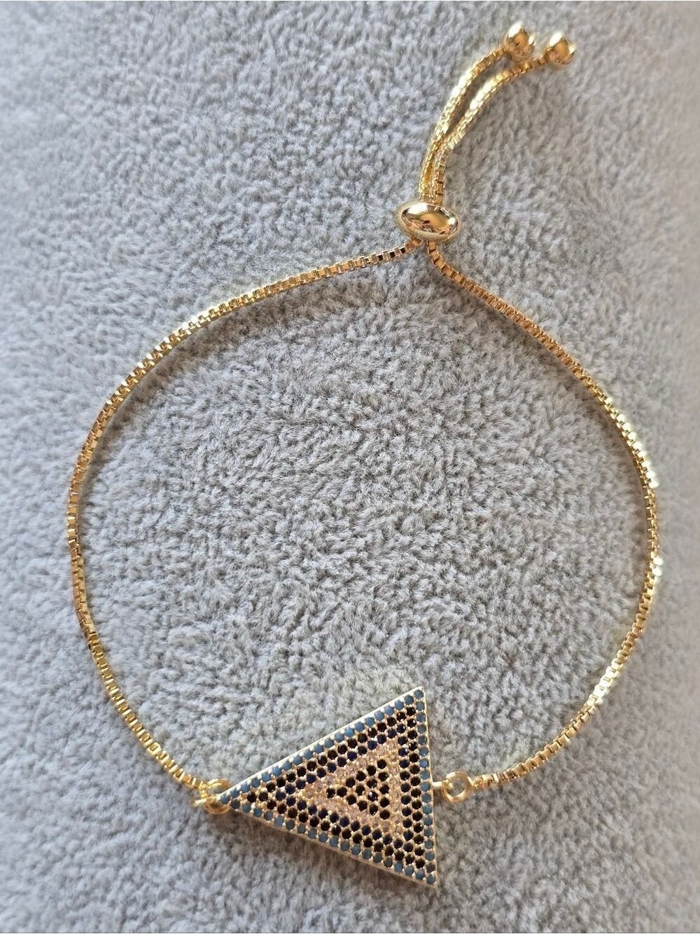 Felicity Pull & Tie Blue Rhinestones Triangle Bracelet